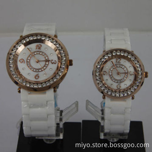 Lovers watch with stainless steel case and ceramic bracelet, wholesale, OEM/ODM orders are welcome